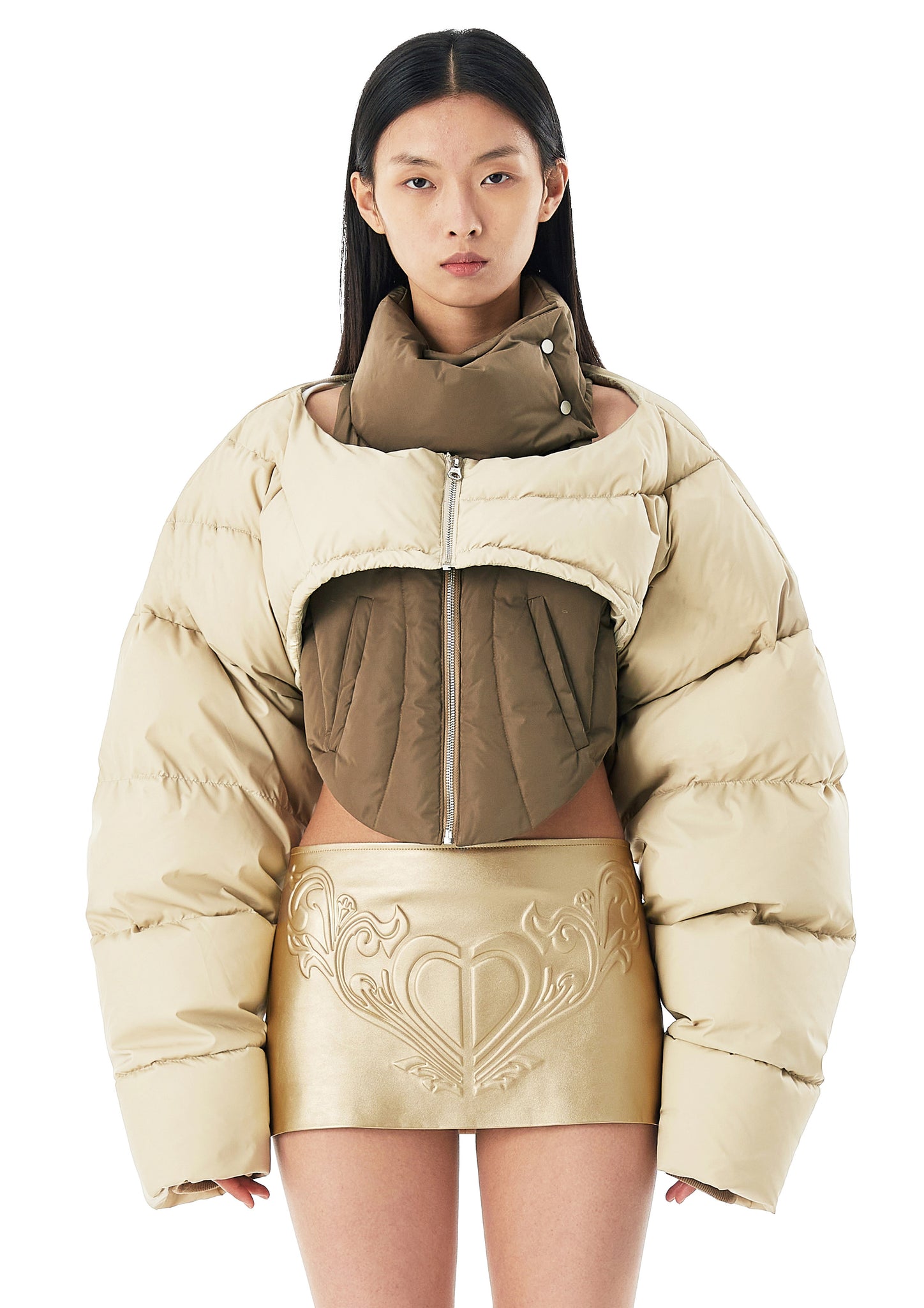 Beige Deconstruction Down Jacket