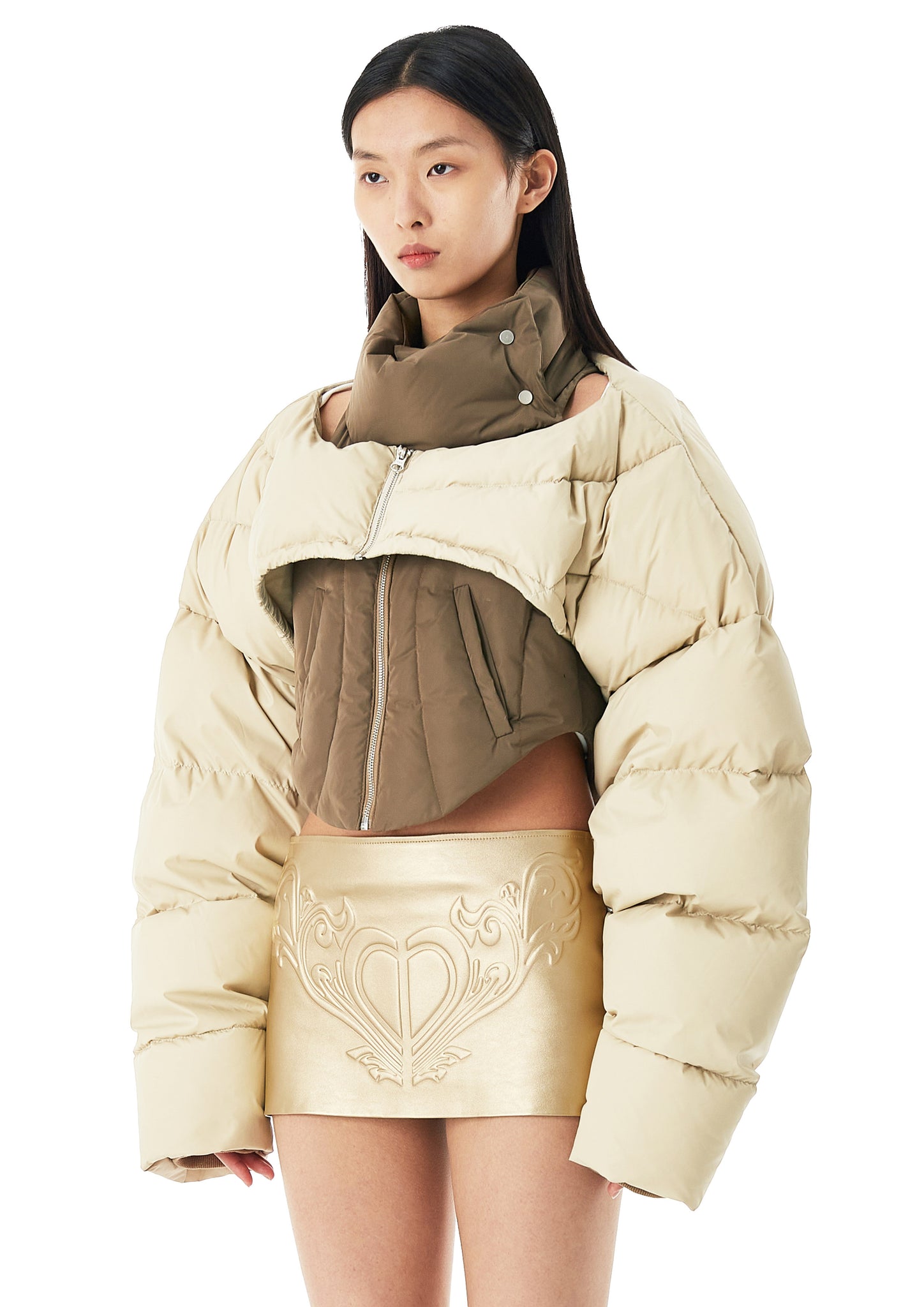 Beige Deconstruction Down Jacket