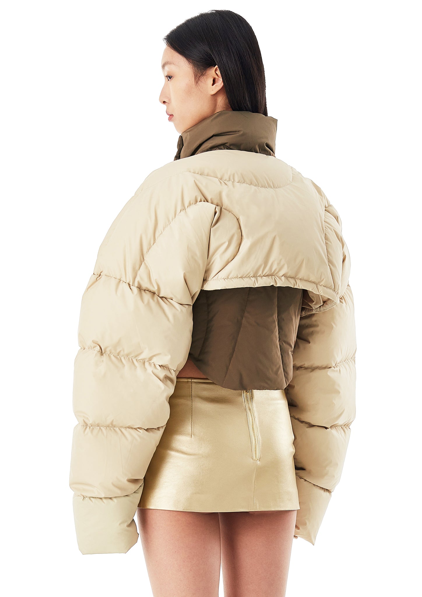 Beige Deconstruction Down Jacket