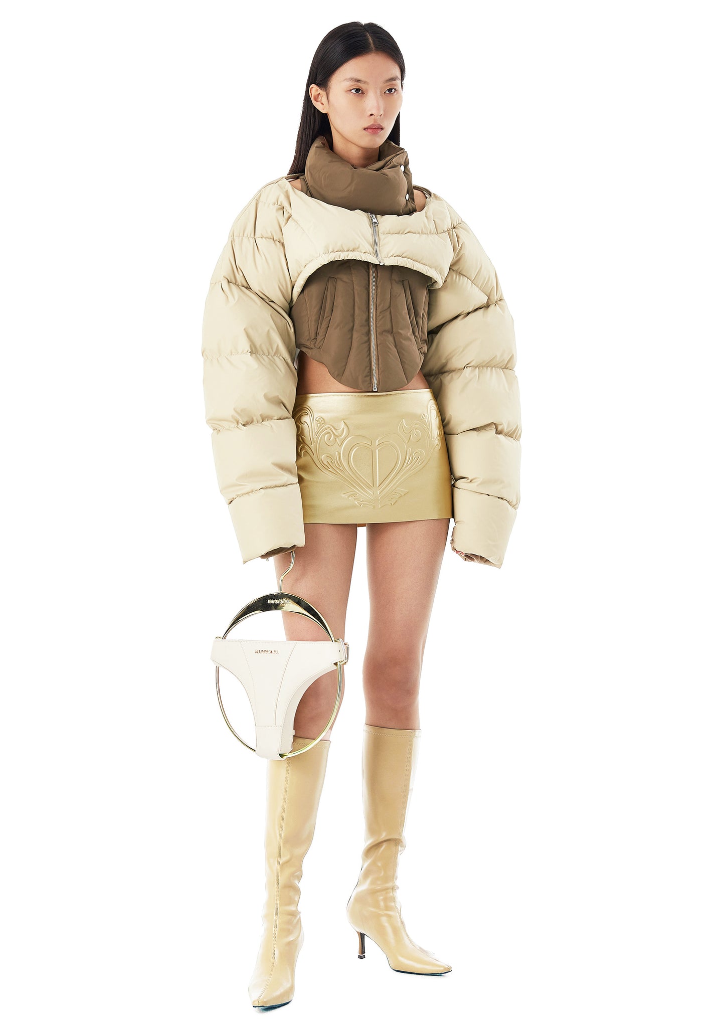 Beige Deconstruction Down Jacket