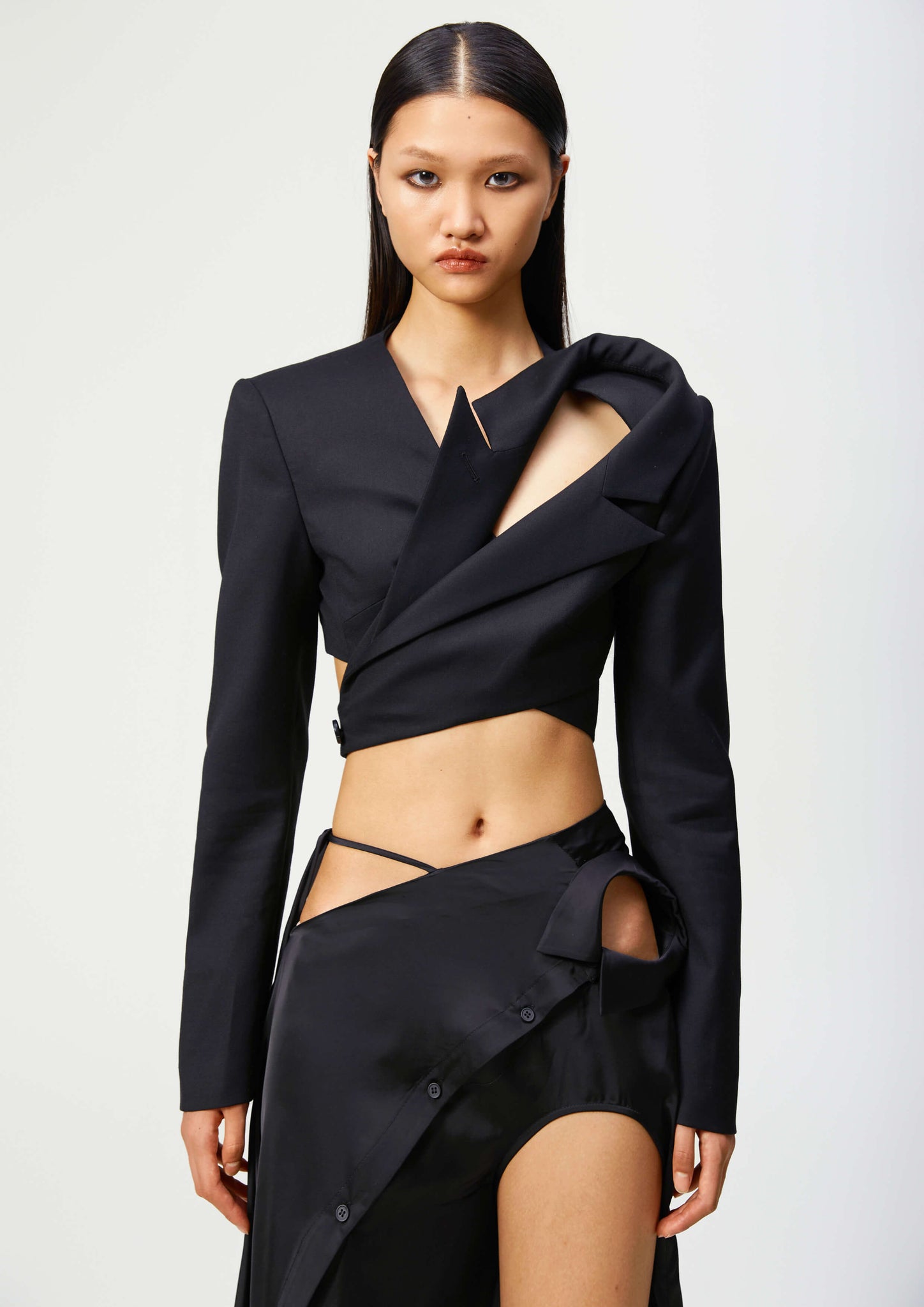 Black staggered suit jacket