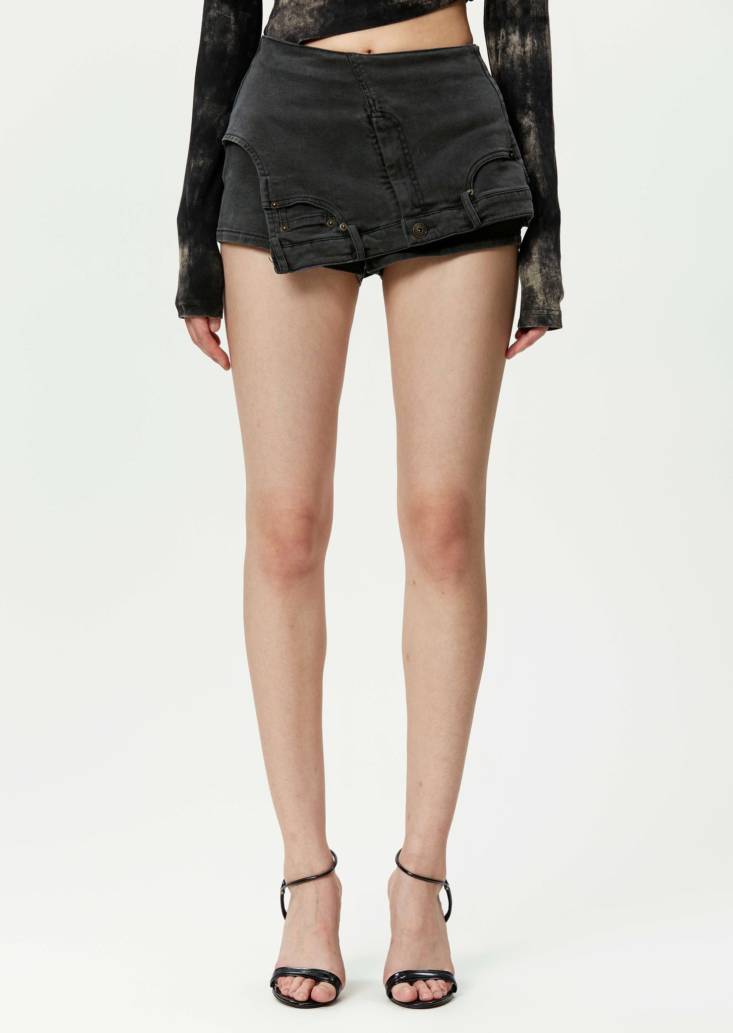 Black Stretch Dislocation Shorts