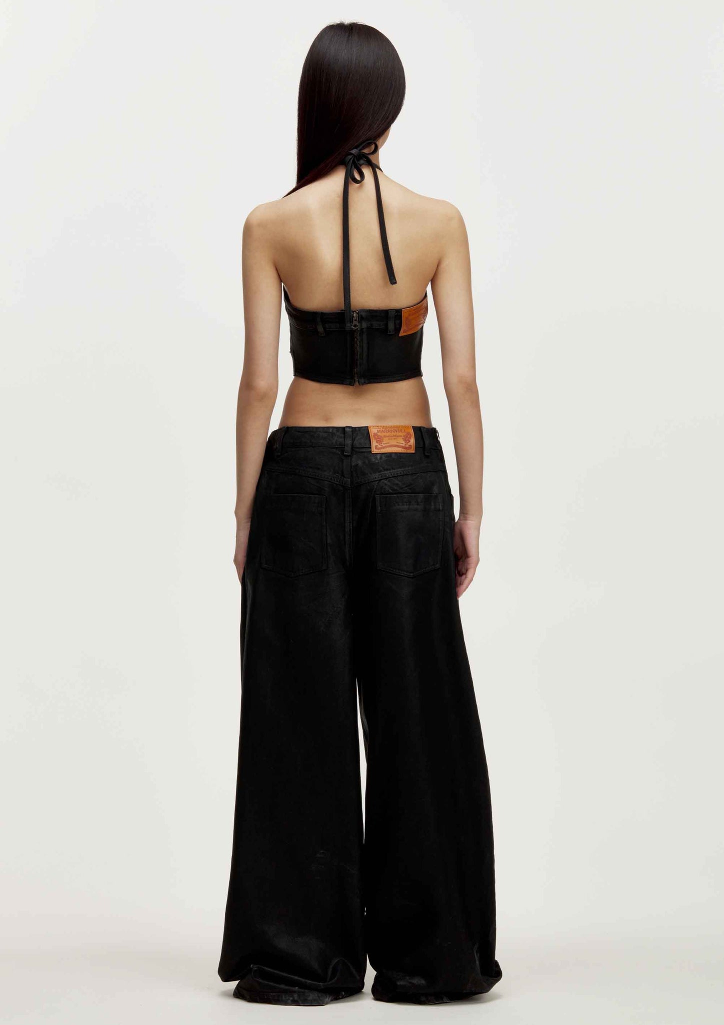 BLACK  WAISTBAND  DENIM TOP