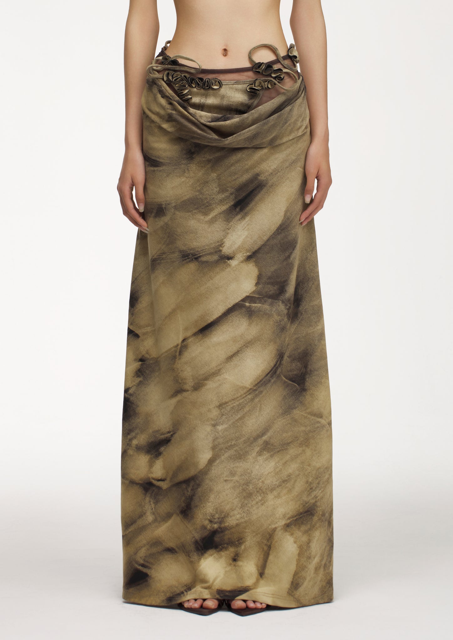 BROWN VINE FLOWERS  LONG SKIRT