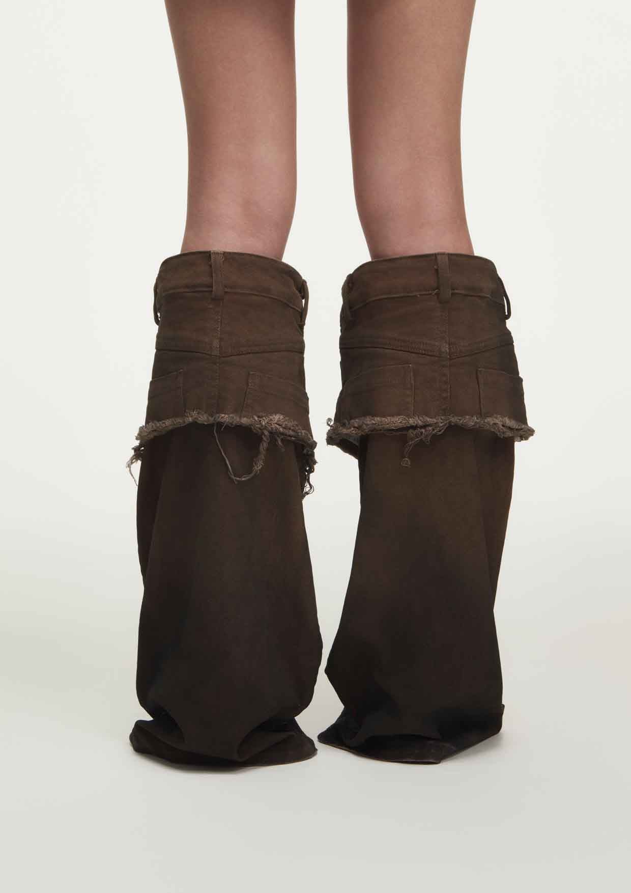 BROWN DENIM LEG WARMER