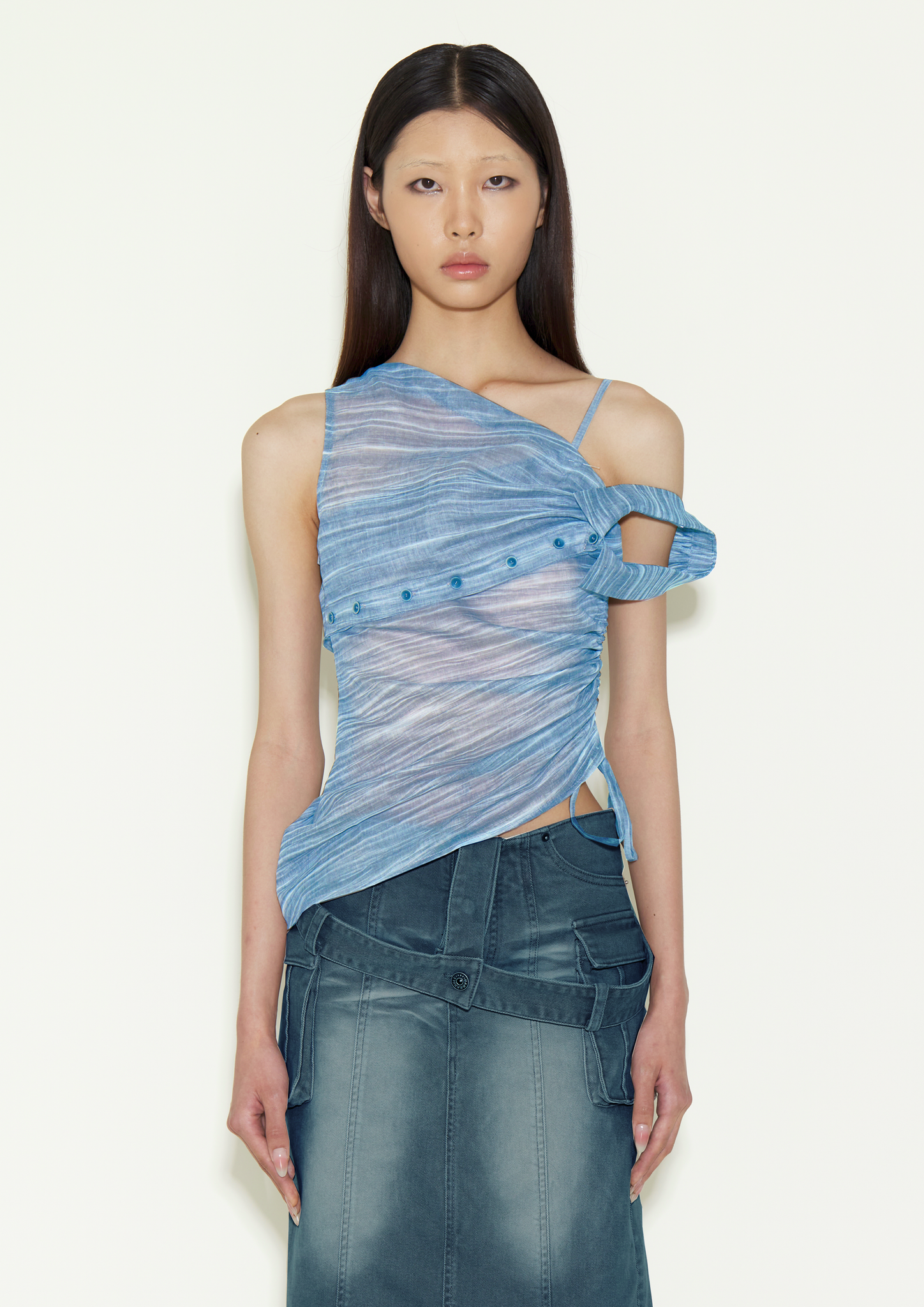 Blue pleated top