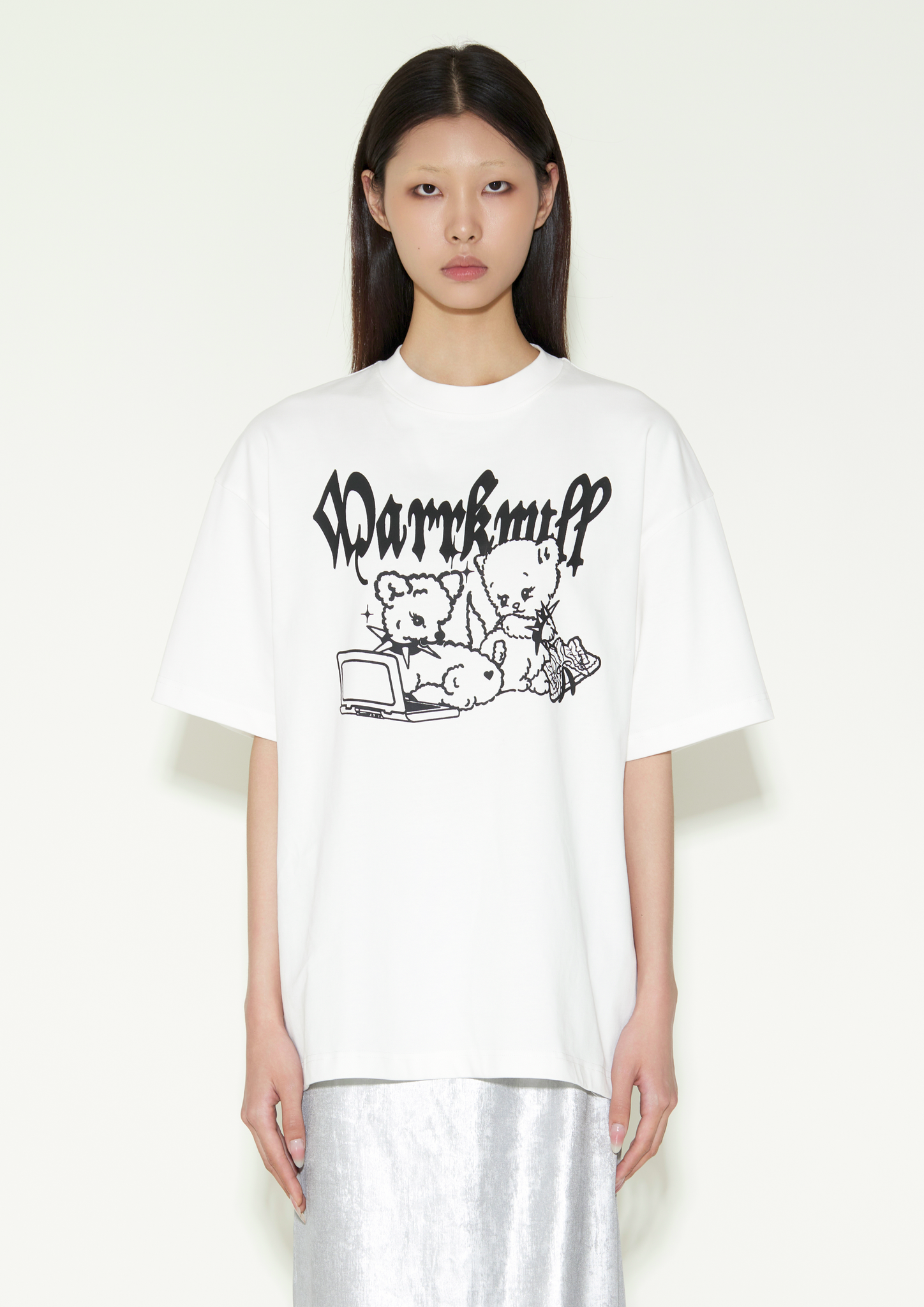 White punk bear oversize T-shirt