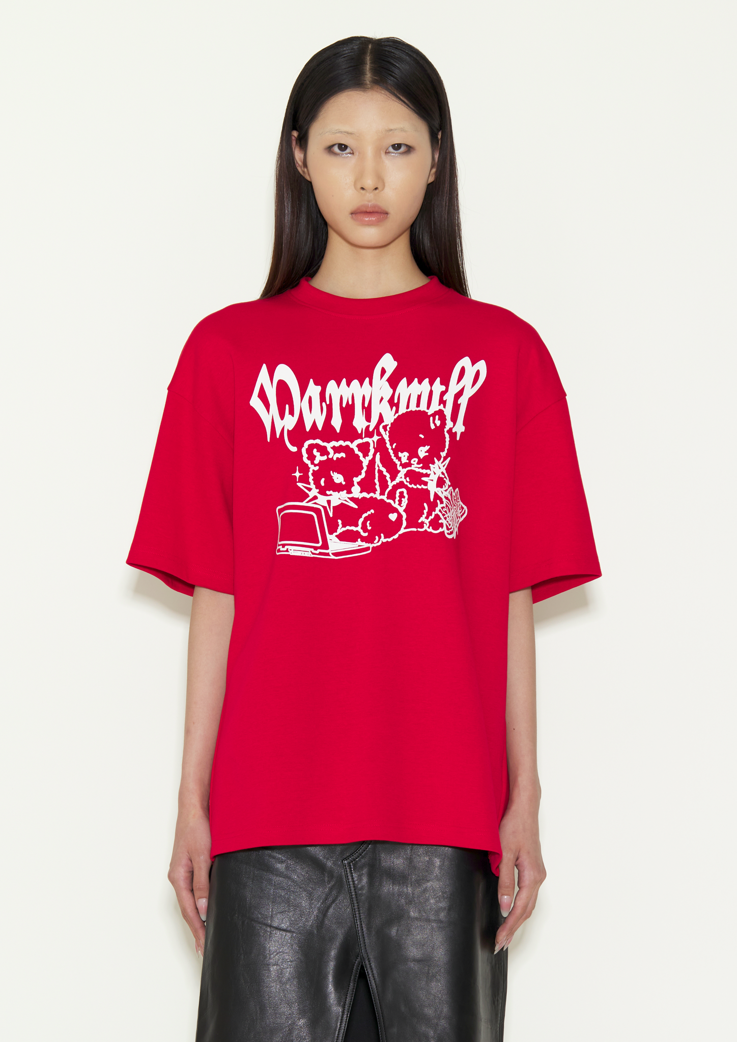 Red punk bear oversize T-shirt