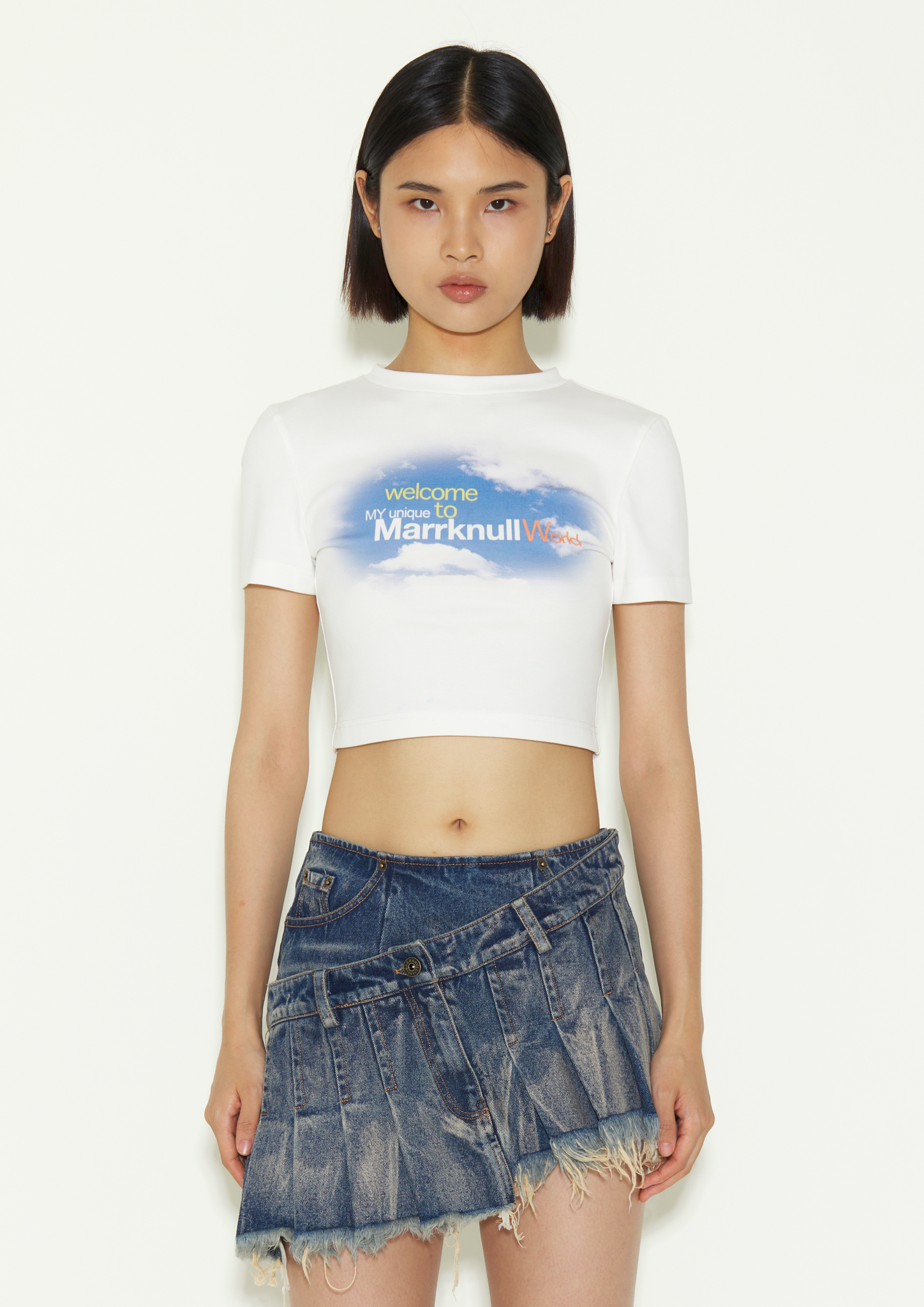 White blue sky Slim-fit T-shirt