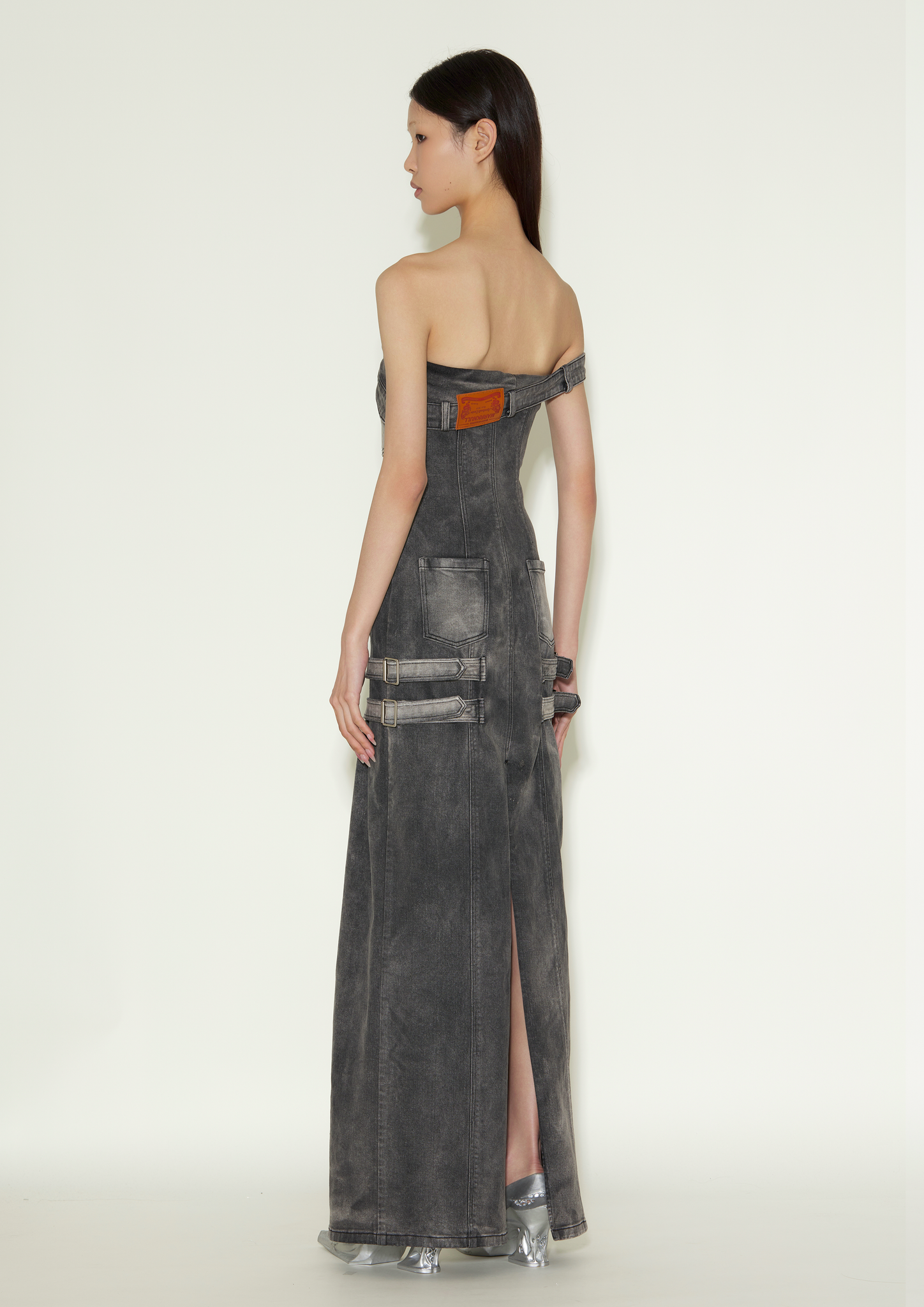 Black washed dislocation cargo dress