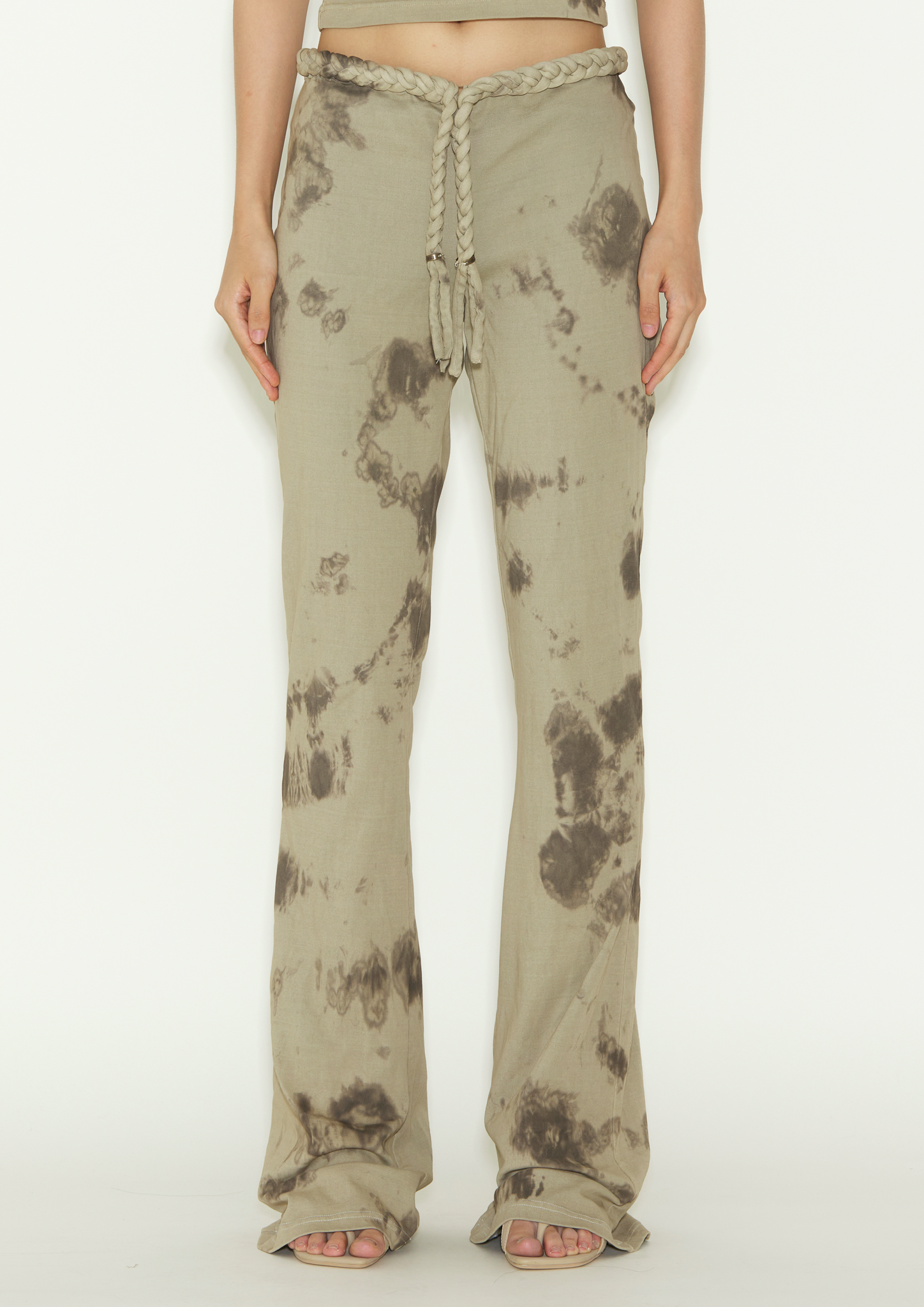 Brown washed hair detail trousers
