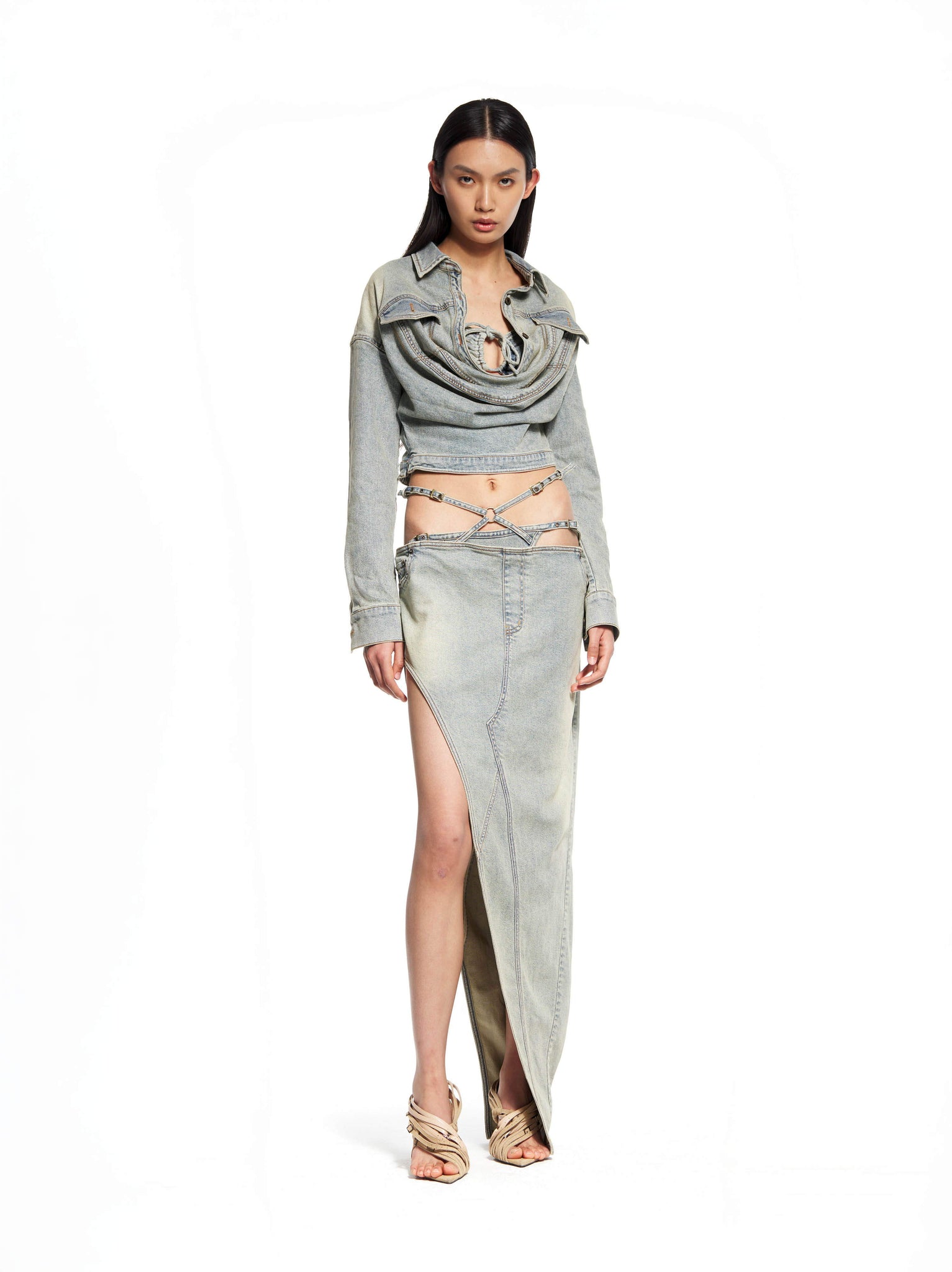 Swing Pleat Denim Shirt
