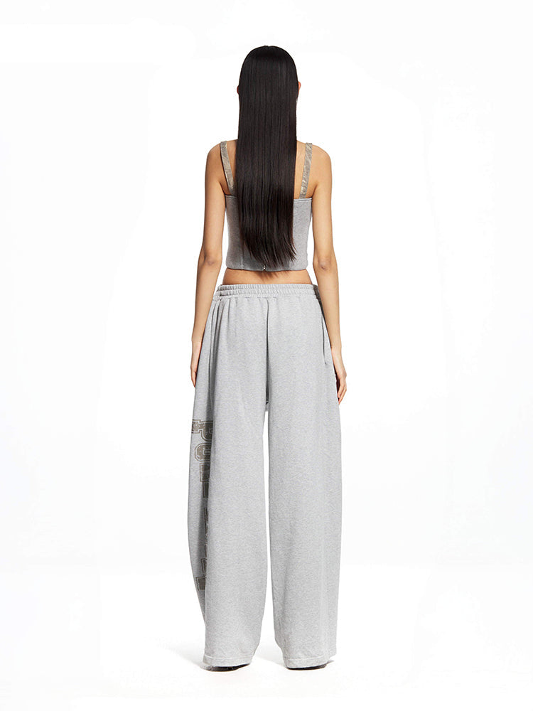 Grey Printed Pleated Corset