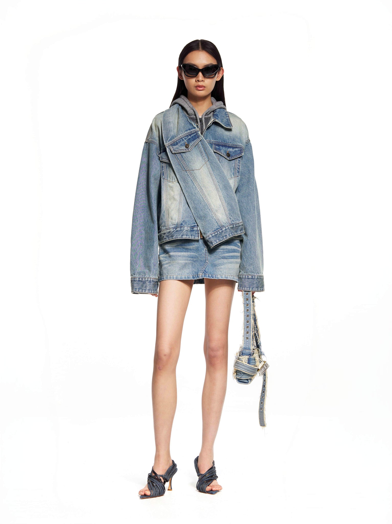 Dislocated Wrap-Around Denim Jacket