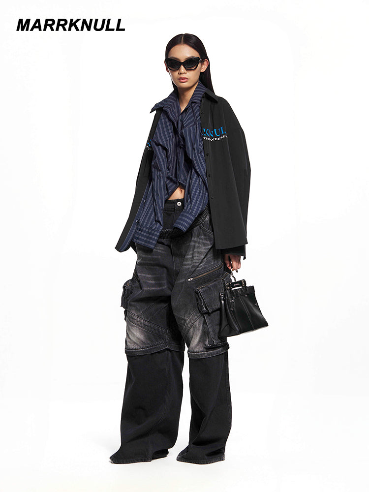 Black Double Waist Two-Piece Jeans