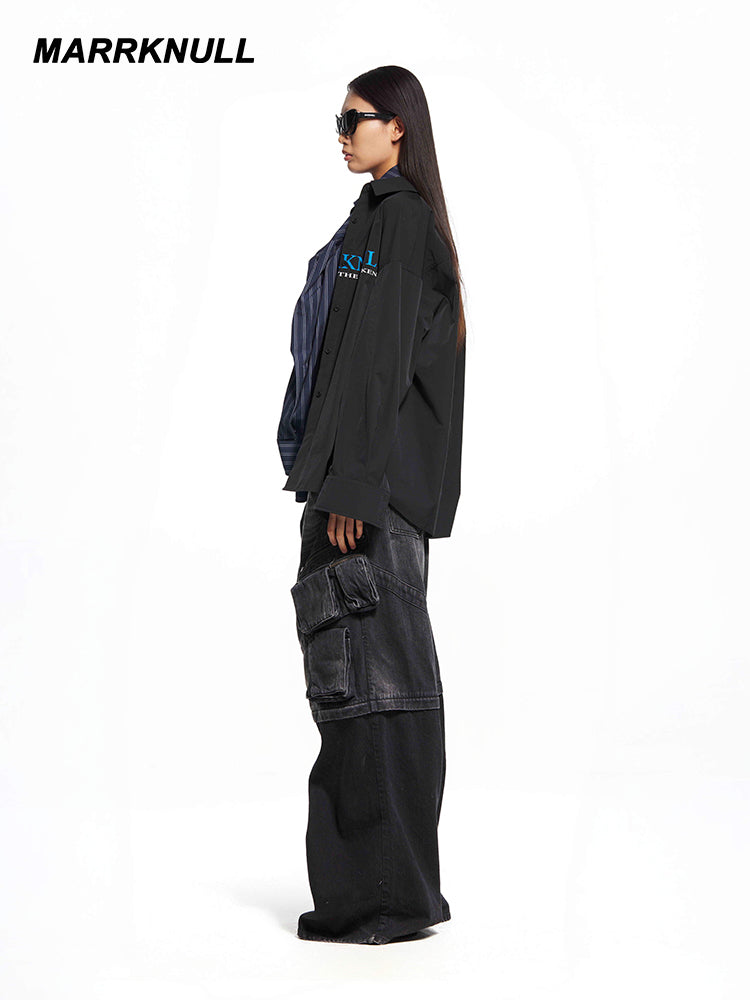 Black Double Waist Two-Piece Jeans