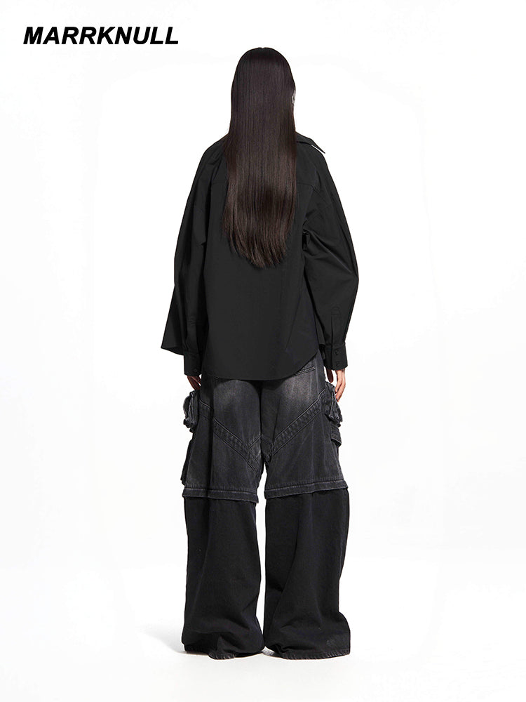 Black Double Waist Two-Piece Jeans