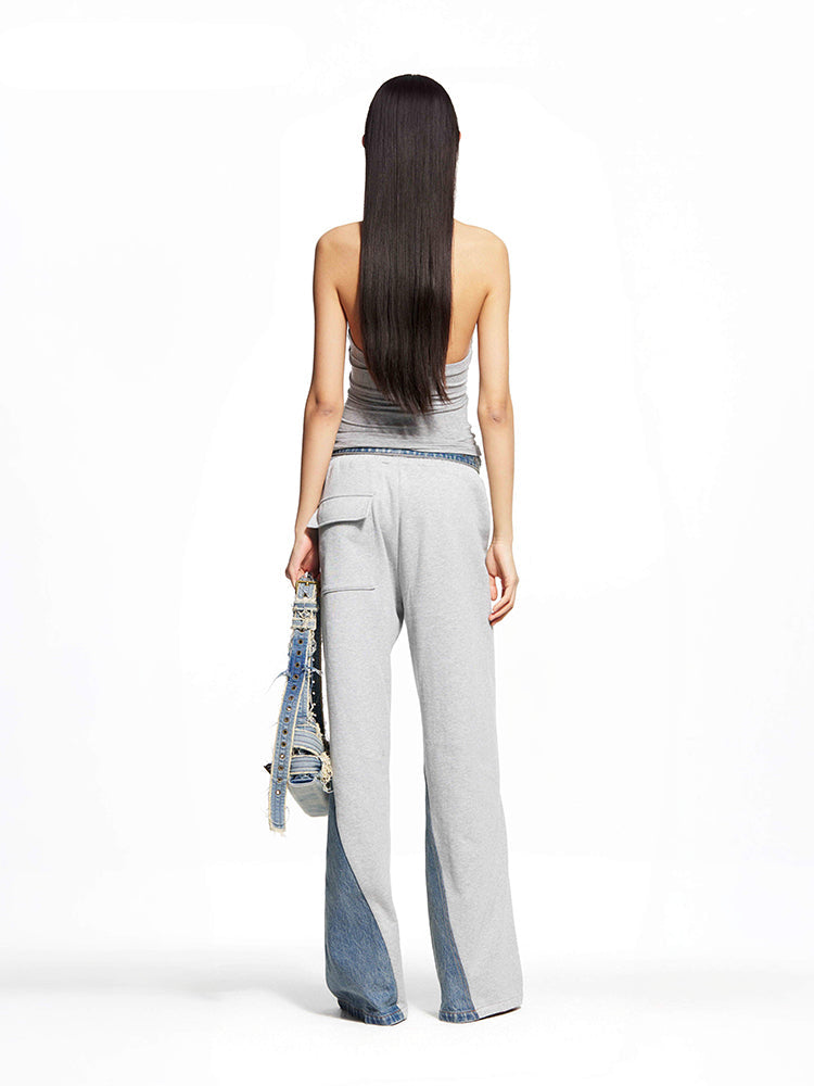 Blue Dislocation Patchwork Pants