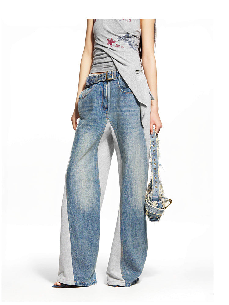 Blue Dislocation Patchwork Pants