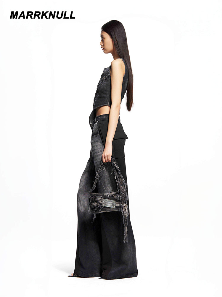 Black Dislocation Patchwork Pants