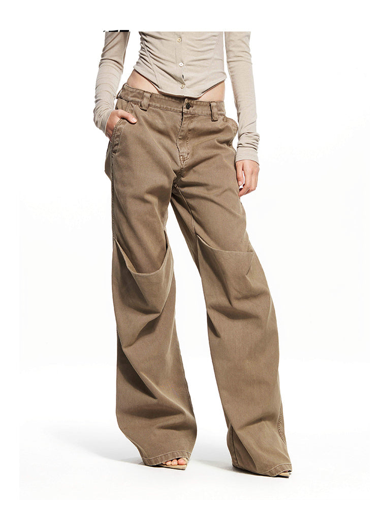 Brown Structured Leg Pants