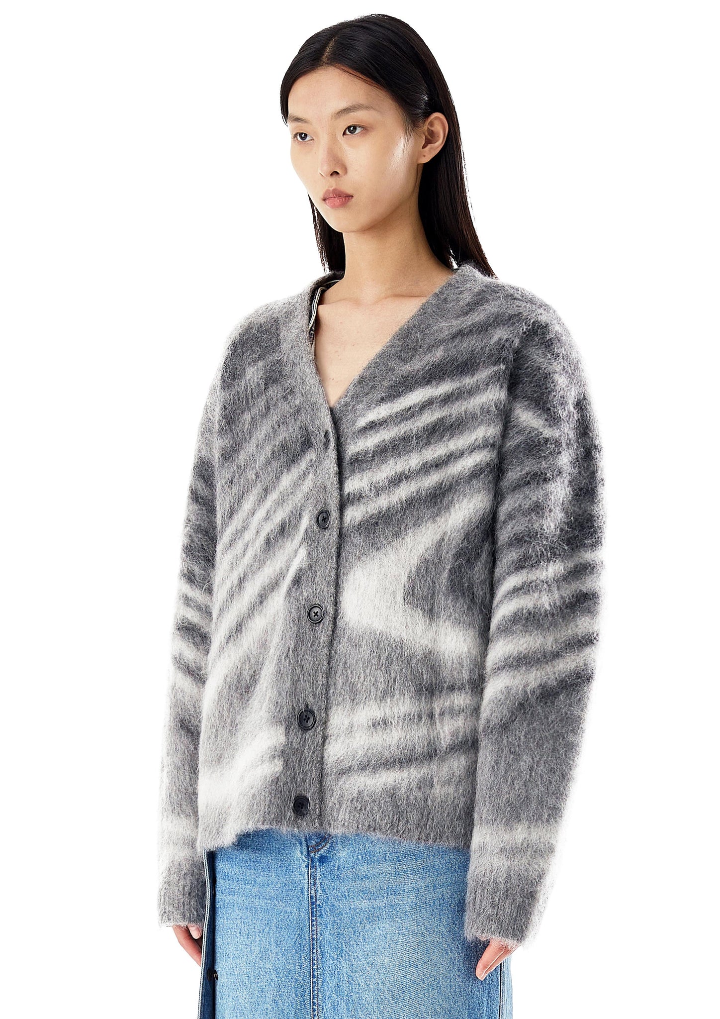 Grey Wood Mohair Cardigan