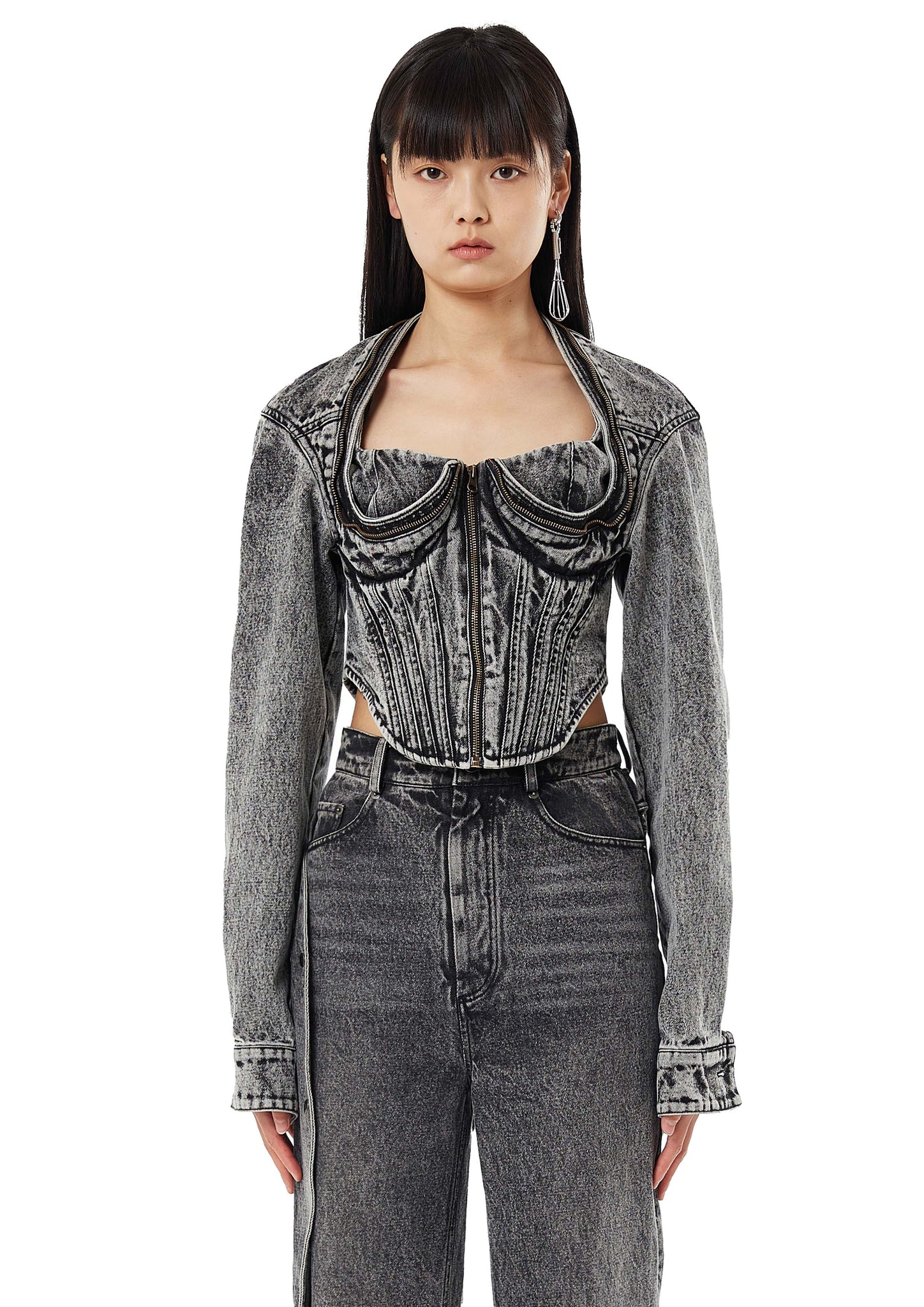 Black Corset Denim Jacket